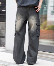 WEGO ローライズバギーフレアデニムカーゴパンツ