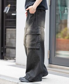 WEGO ローライズバギーフレアデニムカーゴパンツ