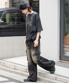 WEGO ローライズバギーフレアデニムカーゴパンツ