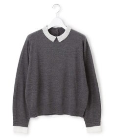 23区 【CLASSY.掲載/洗える】エンブロイダリー ジオメトリックレースコンビ ニット