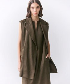 BEIGE， MICA /  リネンブレンドベルト付きジレ