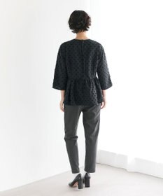 #Newans 【洗濯機可】ジャガ―ドドットペプラムブラウス