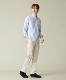 J.PRESS MEN ポプリンマルチストライプ バンドカラーシャツ