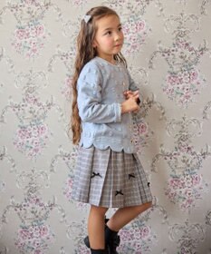 ANY KIDS リボン ジャガード カーディガン