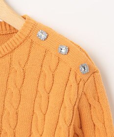 組曲 【ビジューボタン付き】SOBANE ケーブルプルオーバー ニット