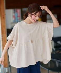 Tiaclasse 【洗える】ギャザー切り替えフレアプルオーバー