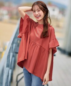 Tiaclasse 【洗える】ギャザー切り替えフレアプルオーバー