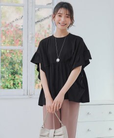 Tiaclasse 【洗える】ギャザー切り替えフレアプルオーバー