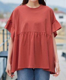 Tiaclasse 【洗える】ギャザー切り替えフレアプルオーバー