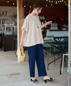 Tiaclasse 【洗える】ギャザー切り替えフレアプルオーバー