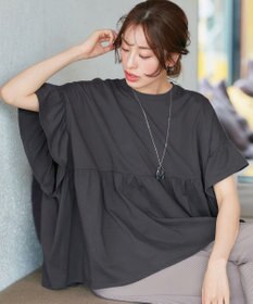 Tiaclasse 【洗える】ギャザー切り替えフレアプルオーバー