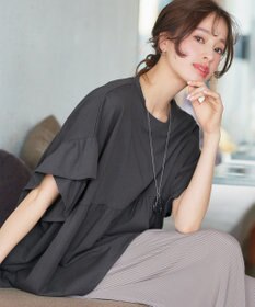 Tiaclasse 【洗える】ギャザー切り替えフレアプルオーバー