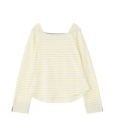 earth music&ecology バイカラースクエアネックボーダープルオーバー