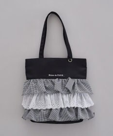 Maison de FLEUR サテンフロントフリルスクエアトートバッグ