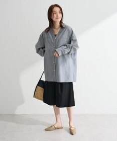 Green Parks 綿麻混Ｖネックオーバーサイズシャツ