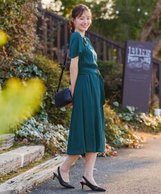 Tiaclasse 【洗える】花びらスリーブベルト付きワンピース