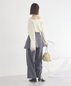 earth music&ecology バイカラースクエアネックボーダープルオーバー