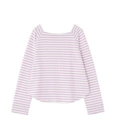 earth music&ecology バイカラースクエアネックボーダープルオーバー