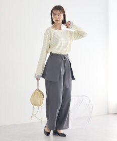 earth music&ecology バイカラースクエアネックボーダープルオーバー