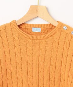 組曲 【ビジューボタン付き】SOBANE ケーブルプルオーバー ニット