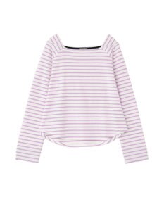 earth music&ecology バイカラースクエアネックボーダープルオーバー