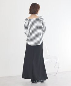 earth music&ecology バイカラースクエアネックボーダープルオーバー