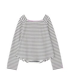 earth music&ecology バイカラースクエアネックボーダープルオーバー