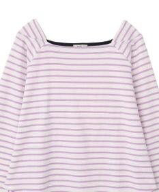 earth music&ecology バイカラースクエアネックボーダープルオーバー