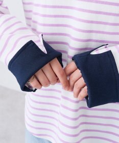 earth music&ecology バイカラースクエアネックボーダープルオーバー