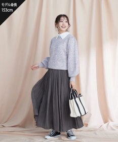 Tiaclasse 【ウール混】パフスリーブファンシーヤーンニットトップス