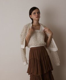 GRACE CONTINENTAL フリンジニットベアトップ