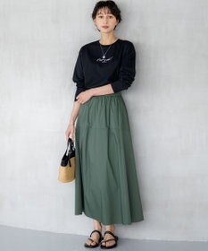 23区 【接触冷感/撥水加工】ストレッチブロード ギャザースカート