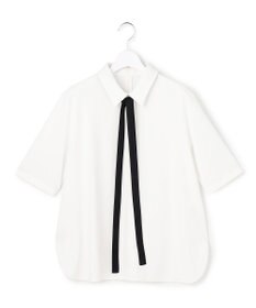 ICB 【先行予約・WEB限定カラーあり】マラボーテライトジョーゼット 半袖ボウタイ付きシャツカラートップス