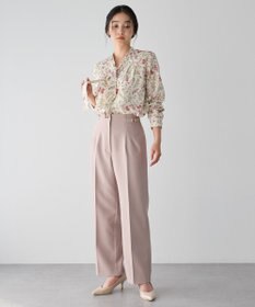 YECCA VECCA ボタニカルフラワー柄ボウタイブラウス