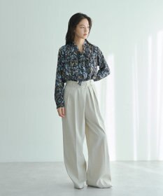 YECCA VECCA ボタニカルフラワー柄ボウタイブラウス