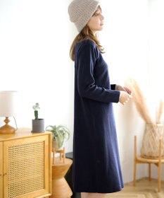 Tiaclasse L 【洗える】リブ切替デザインニットワンピース