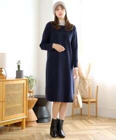 Tiaclasse L 【洗える】リブ切替デザインニットワンピース
