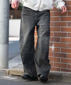 WEGO 【ユニセックス着用ITEM/SMLサイズ展開】カバーフィットバルーンデニムパンツ