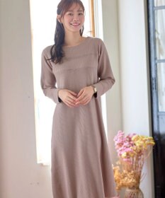Tiaclasse L 【洗える】リブ切替デザインニットワンピース