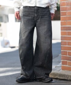 WEGO 【ユニセックス着用ITEM/SMLサイズ展開】カバーフィットバルーンデニムパンツ
