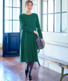 Tiaclasse L 【洗える】リブ切替デザインニットワンピース