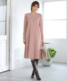 Tiaclasse L 【洗える】リブ切替デザインニットワンピース