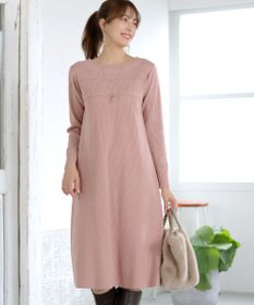 Tiaclasse L 【洗える】リブ切替デザインニットワンピース