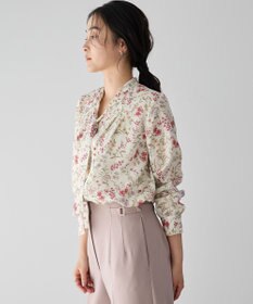 YECCA VECCA ボタニカルフラワー柄ボウタイブラウス