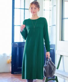 Tiaclasse L 【洗える】リブ切替デザインニットワンピース