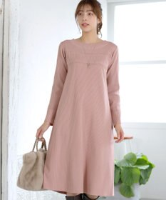 Tiaclasse L 【洗える】リブ切替デザインニットワンピース