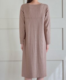 Tiaclasse L 【洗える】リブ切替デザインニットワンピース