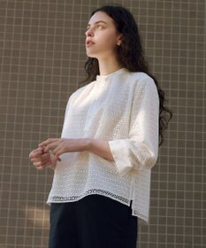 J.PRESS LADIES レースジャージー バンドカラー カットソー ホワイト系