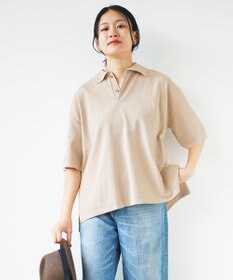 WHITE MAILS 【UNISEX】PAPER KINT HAIF SLEEVE OVERSIZED ポロシャツ