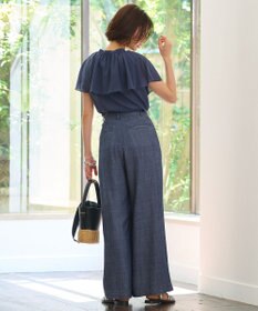 自由区 【洗える・XSサイズあり】テンセルリネンデニムワイド パンツ